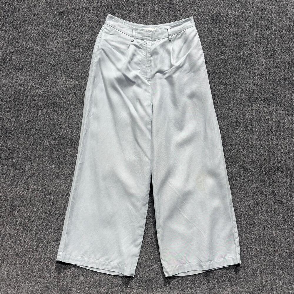 Rosetta Getty Collective Pants Womens 6 Blue Tencel Linen Wide Leg Pleated Twill